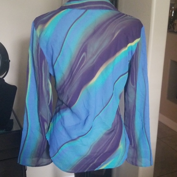 Express Ladies Long Sleeve Blouse Marble Print - Picture 3 of 4